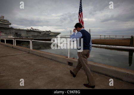 Republikanischen Präsidentschaftskandidaten Kandidat Rick Santorum bei einer Kampagne erscheinen auf der pensionierte USS Yorktown in Charleston SC Stockfoto