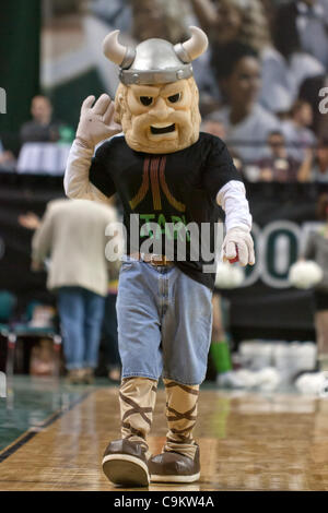 20. Januar 2012 - Cleveland, Ohio, US - Staat Cleveland Maskottchen Magnus unterhält die Fans während des Spiels gegen Green Bay.  Die Cleveland State Wikinger besiegte die Green Bay Phoenix 78 68 in das Spiel gespielt am Wolstein Center in Cleveland, Ohio. (Kredit-Bild: © Frank Jansky/Southcreek/ZUMAPRE Stockfoto