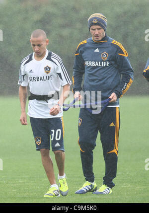 DAVID BECKHAM DAVID BECKHAM ersten Tag wieder an der LA GALAXY TRAINING CARSON LOS ANGELES Kalifornien USA 23. Januar 2012 Stockfoto