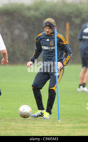 DAVID BECKHAM DAVID BECKHAM ersten Tag wieder an der LA GALAXY TRAINING CARSON LOS ANGELES Kalifornien USA 23. Januar 2012 Stockfoto