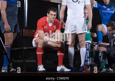 Sam Warburton (Wales) während der offiziellen Eröffnung der RBS Six Nations Rugby Turnier im Hurlingham Club in London. Stockfoto