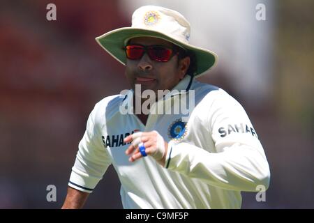 25.01.2012 spielte Adelaide Australien, Sachin Tendulkar Indien in Aktion während des zweiten Tages der 4. Cricket Test Match zwischen Australien und Indien an der Adelaide Oval. Stockfoto