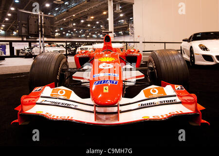 25. Januar 2012 - Houston, Texas, USA - Ferrari-Rennwagen ist Display während der Houston Auto Show im Reliant Center in Houston, TX. (Kredit-Bild: © Juan DeLeon/Southcreek/ZUMAPRESS.com) Stockfoto