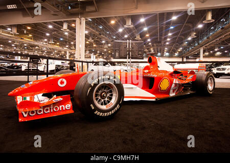 25. Januar 2012 - Houston, Texas, USA - Ferrari-Rennwagen ist Display während der Houston Auto Show im Reliant Center in Houston, TX. (Kredit-Bild: © Juan DeLeon/Southcreek/ZUMAPRESS.com) Stockfoto