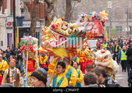29. Januar 2012. London, UK - den 10. Jahrestag des chinesischen Neujahrsfestes am Trafalgar Square, die größten Feierlichkeiten außerhalb Chinas. Stockfoto