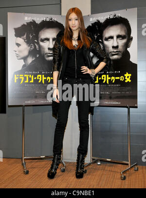 Nanao, 30. Januar 2012: Japanische Modell besucht Nanao die Japan-Premiere für den Film "The Girl with the Dragon tattoo" in Tokio, Japan, am 30. Januar 2012. Stockfoto