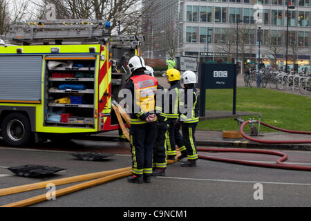 London, UK. Schieße auf Unigate Molkerei, in der Nähe von Wood Lane West London. 31. Januar 2012 Stockfoto
