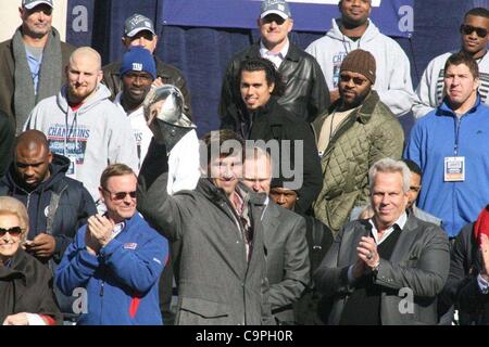 Riesen Superbowl Champions - Lochstreifen Parade NYC 2/7/2012.Players erhalten die Schlüssel zur Stadt von Bürgermeister Bloomberg. (Kredit-Bild: © Globe Photos/ZUMAPRESS.com) Stockfoto