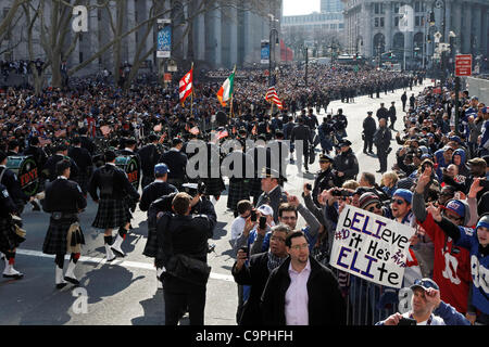 Parade statt in Manhattan, NFL-Team der New York Giants gewinnen in den Superbowl zu feiern. Stockfoto