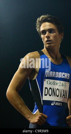 Hugh Donovan nach 100m Rennen im Jahr 2012 Perth Track Classic, WA-Leichtathletik-Stadion 11. Februar 2012 Stockfoto