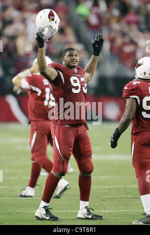 18. Dezember 2011 - Glendale, Arizona, USA - Arizona Cardinals defensive Lineman Calais Campbell (93), während ein NFL feiert-Spiel gegen die Cleveland Browns im University of Phoenix Stadium in Glendale, AZ (Credit-Bild: © Gene Lower/Southcreek/ZUMAPRESS.com) Stockfoto