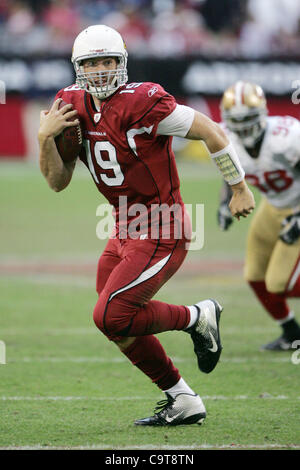 12. Dezember 2011 - Glendale, Arizona, USA - Arizona Cardinals quarterback John Skelton (19) klettert Feld unten in einem NFL-Spiel gegen die San Francisco 49ers im University of Phoenix Stadium in Glendale, AZ (Credit-Bild: © Gene Lower/Southcreek/ZUMAPRESS.com) Stockfoto