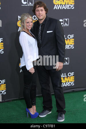 18. Februar 2012 - Los Angeles, Kalifornien, USA - Matthew Stafford. Cartoon Network veranstaltet zweiten jährlichen '' Hall of Game Awards'' bei Barker Harger, Santa Monica, CA. Februar 18-2012. (Kredit-Bild: © TLeopold/Globe Photos/ZUMAPRESS.com) Stockfoto