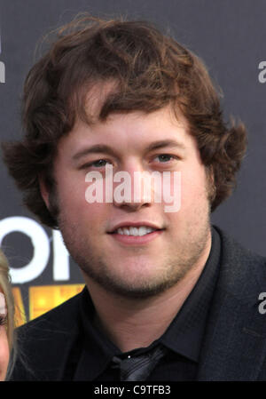 18. Februar 2012 - Los Angeles, Kalifornien, USA - Matthew Stafford. Cartoon Network veranstaltet zweiten jährlichen '' Hall of Game Awards'' bei Barker Harger, Santa Monica, CA. Februar 18-2012. (Kredit-Bild: © TLeopold/Globe Photos/ZUMAPRESS.com) Stockfoto