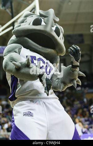 25. Februar 2012 - Fort Worth, Texas, USA - TCU Horned Frogs '' Super Frosch '' während Aktion zwischen New Mexico Lobos und die TCU Horned Frogs.  TCU stört New Mexico 83-64 bei Daniel Meyer Kolosseum. (Kredit-Bild: © Andrew Dieb/Southcreek/ZUMAPRESS.com) Stockfoto