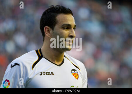 26.02.2012 - Estadio Mestalla, VALENCIA / Spanien - Primera Division Fußball - Valencia FC vs. FC Sevilla - Spieltag 25---Adil RAmi aus VAlencia CF-Porträt Stockfoto