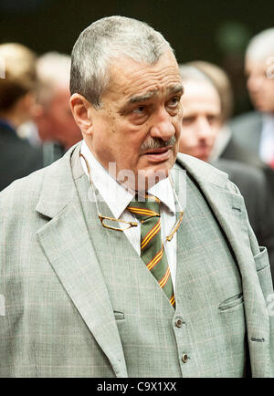 27. Februar 2012 - BXL, Brüssel, Belgien - der tschechische Außenminister Karel Schwarzenberg während der Außenminister der Europäischen Union treffen in Brüssel am 2012-02-27 von Wiktor Dabkowski (Credit-Bild: © Wiktor Dabkowski/ZUMAPRESS.com) Stockfoto