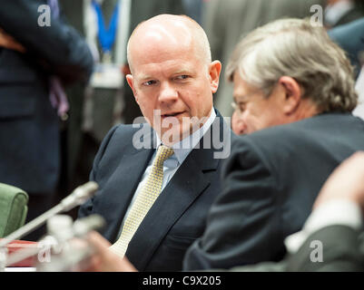 27. Februar 2012 - BXL, Brüssel, Belgien - britische Außenminister William Hague während der Außenminister der Europäischen Union treffen in Brüssel am 2012-02-27 von Wiktor Dabkowski (Credit-Bild: © Wiktor Dabkowski/ZUMAPRESS.com) Stockfoto