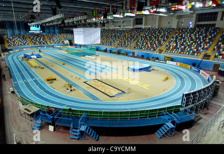 ISTANBUL, Türkei: Mittwoch, 7. März 2012, bereiten Reiniger Atakoy Leichtathletik-Arena, Szene für den IAAF World Indoor Championships ab Freitag 9.-11. März 2011.  Foto von Roger Sedres/ImageSA Stockfoto