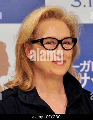 Meryl Streep, 7. März 2012: Tokio, Japan: Schauspielerin Meryl Streep besucht eine Pressekonferenz für den Film "The Iron Lady" in Tokio, Japan, am 7. März 2012. Stockfoto