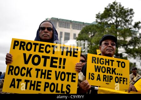 9. März 2012. Demonstranten für Abstimmungen und Einwanderung Rechte Rallye nach Selma nach Montgomery marschieren © Ann wenig Stockfoto