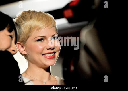 13. März 2012: Tokio, Japan 013 Michelle Williams erscheint auf der Japan-Premiere für den Film meine Woche mit Marilyn an der Toho-Kinos in der Roppongi Hills. Dieser Film basiert auf einer Geschichte über eine Schauspielerin Marilyn Monroe. Michelle Williams spielt eine Rolle von Marilyn Monroe. Stockfoto