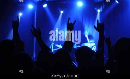 Britische Metal-Band Napalm Death während ihr erstes Konzert von neuen Tour, abgebildet in Jablonec nad Nisou, Tschechische Republik, 19. März 2012. (CTK Foto/Radek Petrasek) Stockfoto