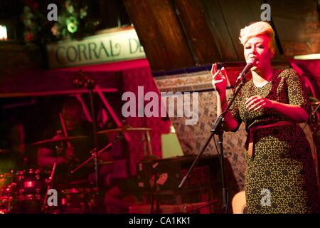 20. März 2012 - Madrid, Spanien - Emeli Sande führt auf der Bühne während Beefeater London Sessions Festival im typisch spanischen t'ablao' El Corral De La Pacheca in Madrid (Credit-Bild: © Jack Abuin/ZUMAPRESS.com) Stockfoto