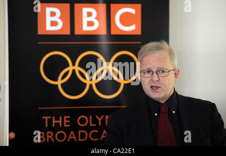 UK, BBC Bosse verraten ihre Pläne für die Berichterstattung über die 2012 olympischen Segeln bei Weymouth and Portland National Sailing Academy, Portland, Dorset, Großbritannien. Dave Gordon, Leiter von BBC Major Events, er hat 5 Olympische Spiele abgedeckt. 22.03.2012 Picture by: Dorset Medienservice. Stockfoto
