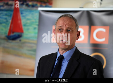 UK, BBC Bosse verraten ihre Pläne für die Berichterstattung über die 2012 olympischen Segeln bei Weymouth and Portland National Sailing Academy, Portland, Dorset, Großbritannien. David Holdsworth, Controller von BBC Englisch-Regionen. 22.03.2012 Picture by: Dorset Medienservice. Stockfoto