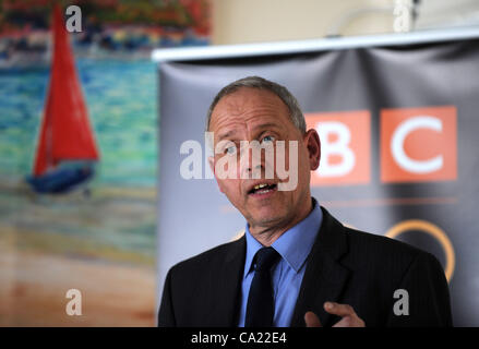 UK, BBC Bosse verraten ihre Pläne für die Berichterstattung über die 2012 olympischen Segeln bei Weymouth and Portland National Sailing Academy, Portland, Dorset, Großbritannien. David Holdsworth, Controller von BBC Englisch-Regionen. 22.03.2012 Picture by: Dorset Medienservice. Stockfoto