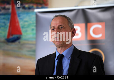 UK, BBC Bosse verraten ihre Pläne für die Berichterstattung über die 2012 olympischen Segeln bei Weymouth and Portland National Sailing Academy, Portland, Dorset, Großbritannien. David Holdsworth, Controller von BBC Englisch-Regionen. 22.03.2012 Picture by: Dorset Medienservice. Stockfoto