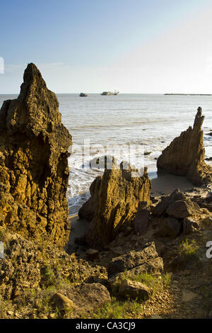 18. Mai 2012 - La Vela De Coro, Falcon, Venezuela - Las Piedras de Martin Strand (Playa Las Piedras de Martin), befindet sich in La Vela de Coro und zeichnet sich durch seine interessanten Felsformationen. La Vela de Coro, Falcon Staat, Venezuela. (Kredit-Bild: © Ricardo Ribas/ZUMAPRESS.com) Stockfoto