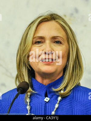 US-Außenministerin Hillary Clinton trifft die Presse in Stockholm Schweden 3. Juni 2012 Stockfoto