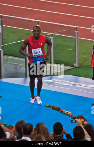 ROM. 31. Mai: Usain Bolt gewinnt 100 m-Speed-Rennen am Golden Gala im Olympiastadion am 31. Mai 2012 in Rom Stockfoto