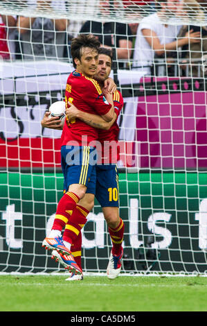 (L-R) David Silva, Cesc Fabregas (ESP), 10. Juni 2012 - Fußball / Fußball: Cesc Fabregas von Spanien feiert sein Tor während der UEFA EURO 2012-Gruppe C-Partie zwischen Spanien 1-1 Italien im Arena Gdansk in Danzig, Polen. (Foto von Maurizio Borsari/AFLO) [0855] Stockfoto