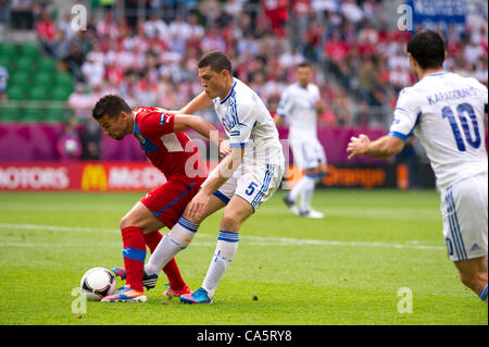 Milan Baros (CZE), Kyriakos Papadopoulos (GRE), 12. Juni 2012 - Fußball / Fußball: UEFA EURO 2012-Gruppe A match zwischen Griechenland 1-2 Tschechische Republik im städtischen Stadion in Wroclaw, Polen. (Foto von Maurizio Borsari/AFLO) [0855] Stockfoto