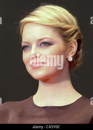 13. Juni 2012 besucht - Saitama, Japan - Schauspielerin EMMA STONE die Weltpremiere von "The Amazing Spider-Man" in Roppongi. (Kredit-Bild: © Koichi Kamoshida/Jana Press/ZUMAPRESS.com) Stockfoto