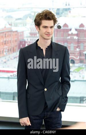 15.06.2012 die Amazing Spider-Man Film Photocall. Ritz-Carlton Hotel in Moskau. Russland. Im Bild: Andrew Garfield Stockfoto