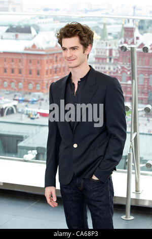 15.06.2012 die Amazing Spider-Man Film Photocall. Ritz-Carlton Hotel in Moskau. Russland. Im Bild: Andrew Garfield Stockfoto