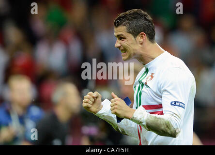 Cristiano Ronaldo (PRT) feiert den Sieg, Fußball, Viertelfinale EURO 2012 Spiel Tschechien gegen Portugal, Wroclaw, Polen am 21. Juni 2012. (CTK Foto/Katerina Sulova) Stockfoto