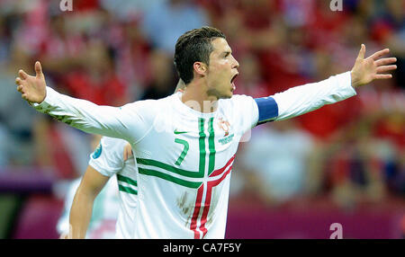 Cristiano Ronaldo (PRT) feiert den Sieg, Fußball, Viertelfinale EURO 2012 Spiel Tschechien gegen Portugal, Wroclaw, Polen am 21. Juni 2012. (CTK Foto/Katerina Sulova) Stockfoto