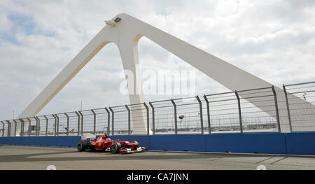 Fernando Alonso (ESP) in den Ferrari F2012 während des freien Trainings läuft für den europäischen Formel 1 Grand Prix in Valencia, Spanien am 22.06.2012 Stockfoto