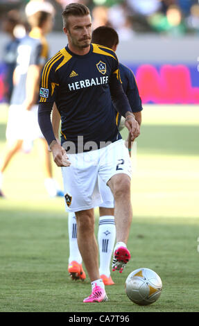 DAVID BECKHAM Promis bei LA GALAXY V VANCOUVER MLS CARSON LOS ANGELES Kalifornien USA 23. Juni 2012 Stockfoto