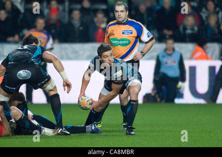 Fischadler V Münster - RaboDirect Pro 12 @ Liberty Stadium in Swansea. Fischadler Rhys Webb. Stockfoto