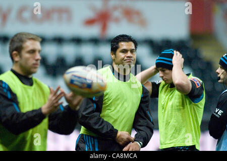 Fischadler V Münster - RaboDirect Pro 12 @ Liberty Stadium in Swansea. Fischadler Ersatz George Stowers. Stockfoto