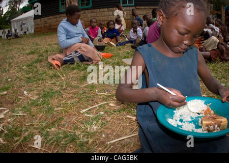 11. Februar 2008 - Nairobi, Kenia - über 8000 IDPs übergeben durch den Transit Punkt des Jamahuri zeigen Garten vom 28. Dezember bis zu seiner zweiten offiziellen Schließung am 12. Februar 2008. Obwohl die offizielle Schließung des Parks blieb Mitglieder von Präsident Mwai Kibaki die, Kikuyu Stamm zurück, preferrin Stockfoto