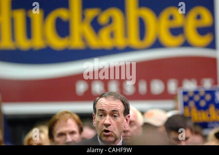 17. Januar 2008: Gouverneur von Arkansas Mike Huckabee Kampagnen bei einem republikanischen Präsidentschaftswahlkampf Stopp Donnerstag, 17. Januar 2008 an der Jervey Athletic Center auf dem Campus der Clemson University. Stockfoto