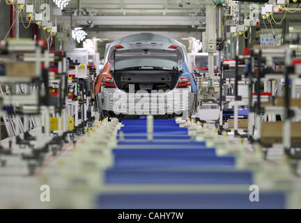 Neubau Toyota-Werk in St. Petersburg-Vororten von Schuschary, 21. Dezember 2007. Montage-Linie ein neues Toyota-Werk Stockfoto