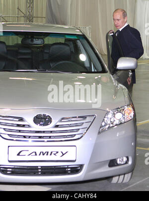 Neubau Toyota-Werk in St. Petersburg-Vororten von Schuschary, 21. Dezember 2007. Vladimir Putin Teilnahme an der Eröffnung des Toyopta Werkes. Stockfoto